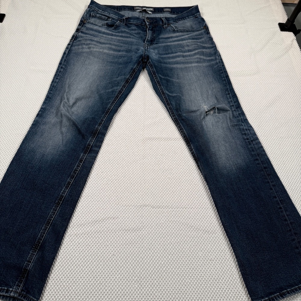 BKE Jake Mens 34L Bootcut Jeans Distressed Medium Wash Stretch Denim 34x34